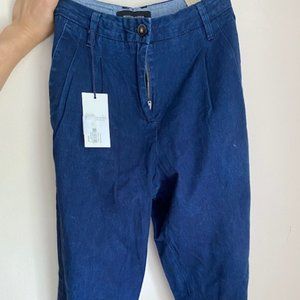 maison scotch  pleated  cropped jeans high waist